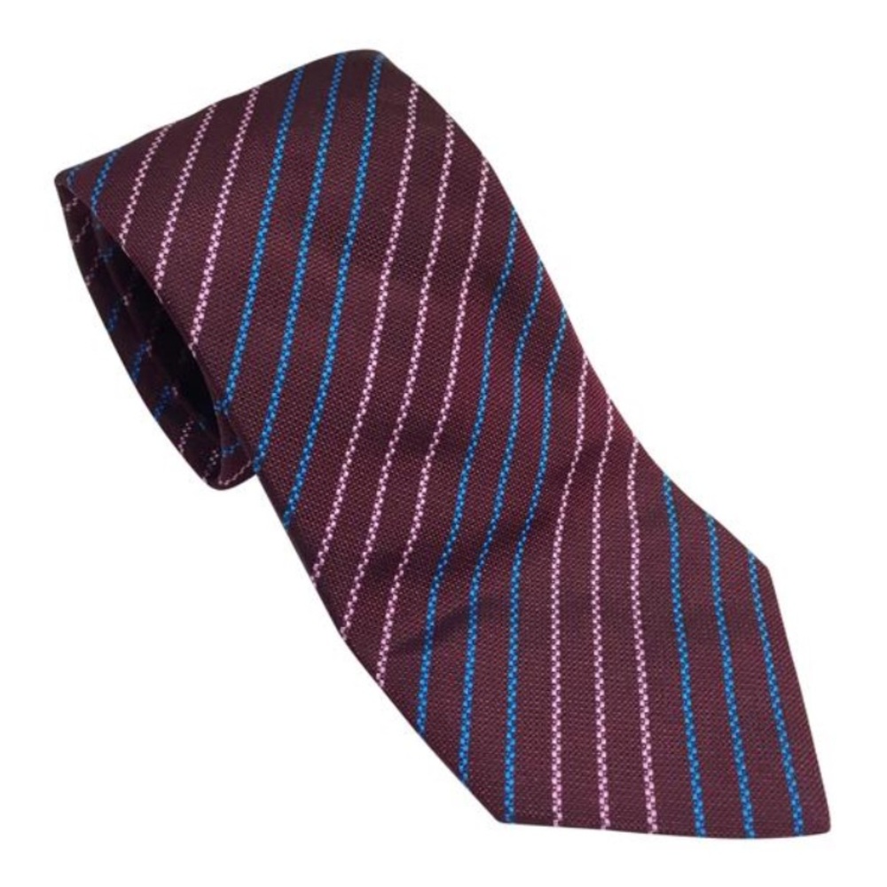 Burberry London pink blue striped silk tie